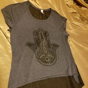 Hamsa Gray Top Sheer Back